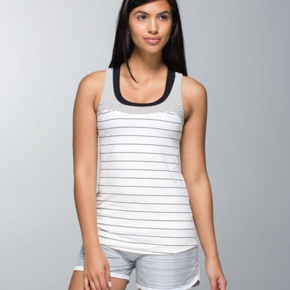 Lululemon Run First Base Tank Top Striped Angel Wing Size 6